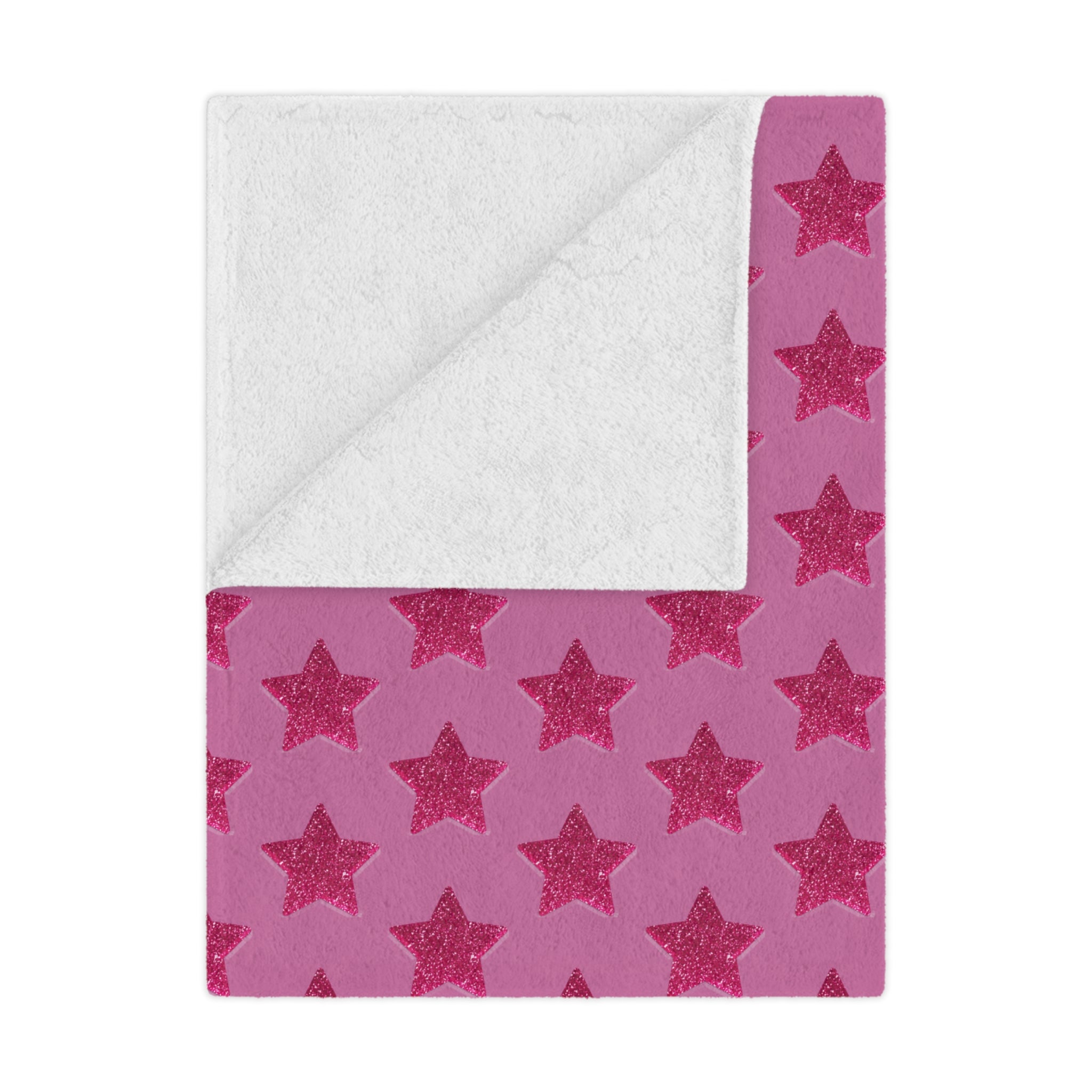 Pink on  Pink Glitter Star Minky Blanket