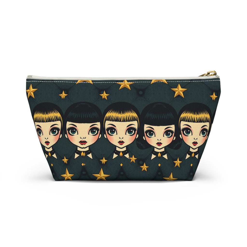 Whimsical Doll Head Accessory Pouch, Cute Makeup Bag, Starry Character Pouch, Gift for Her, Fun Travel Organizer