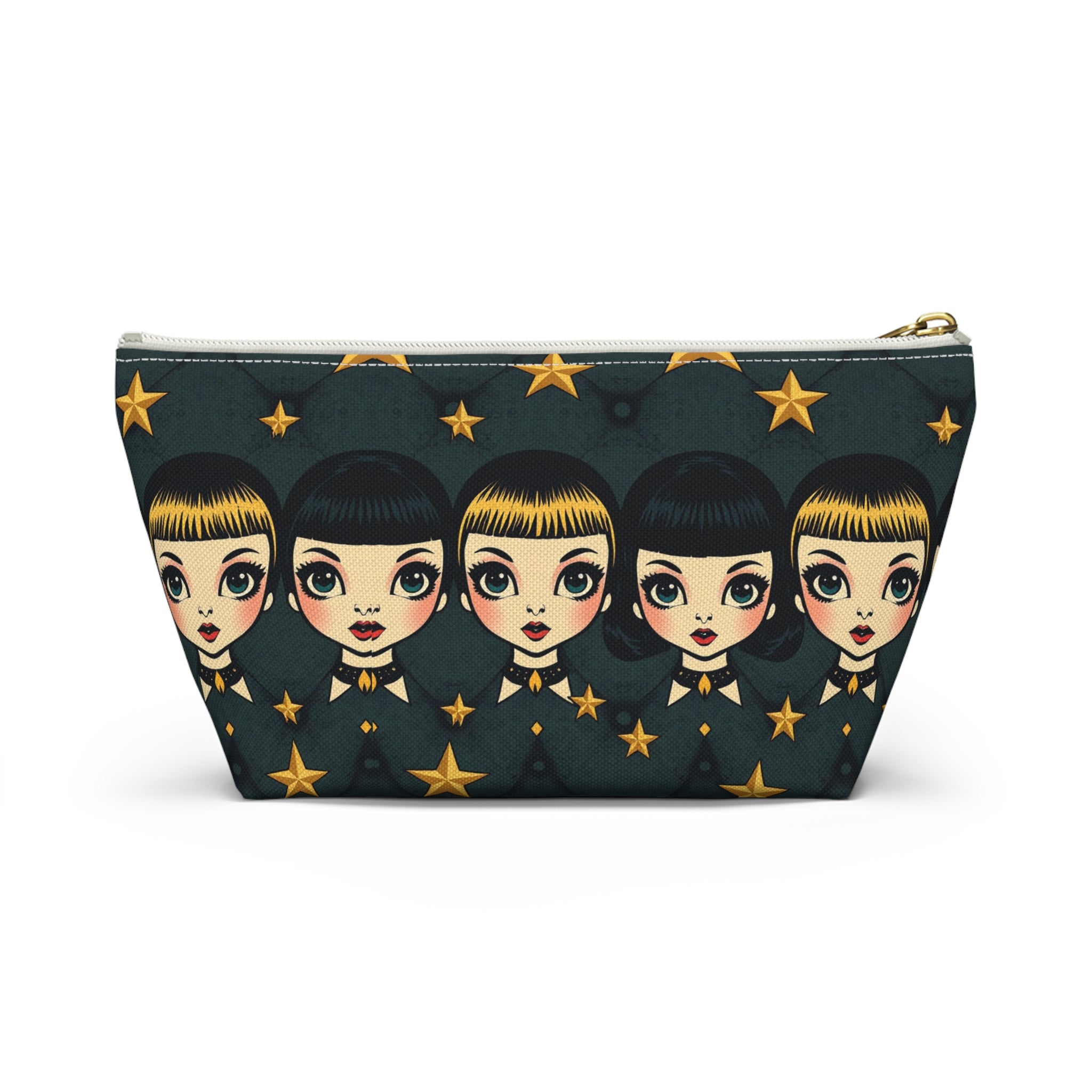 Whimsical Doll Head Accessory Pouch, Cute Makeup Bag, Starry Character Pouch, Gift for Her, Fun Travel Organizer