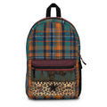 Backpack - Plaid and Leopard Print Design