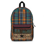 Backpack - Plaid and Leopard Print Design