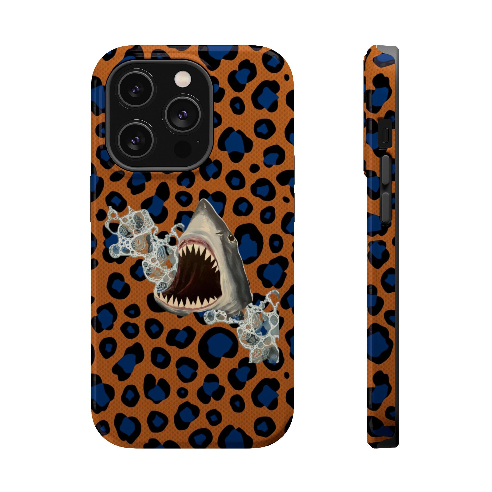 Shark Bite Leopard Print Phone Case — Magnetic Impact-Resistant