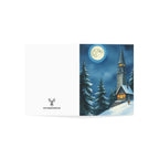Winter Church Night Scene Greeting Cards — Holiday Blank Inside (1/10/30/50 pcs)