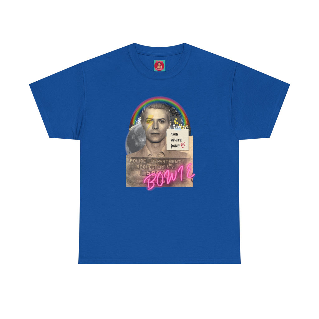 David Bowie Retro Glam Rock Mugshot Unisex Tshirt, Heavy Quality Cotton Shirt, Thin White Duke, Ziggy Stardust