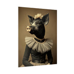 Whimsical Pig Portrait Rolled Poster, Unique Wall Art, Farmhouse Decor, Gift for Animal Lovers, Quirky Home Aesthetic