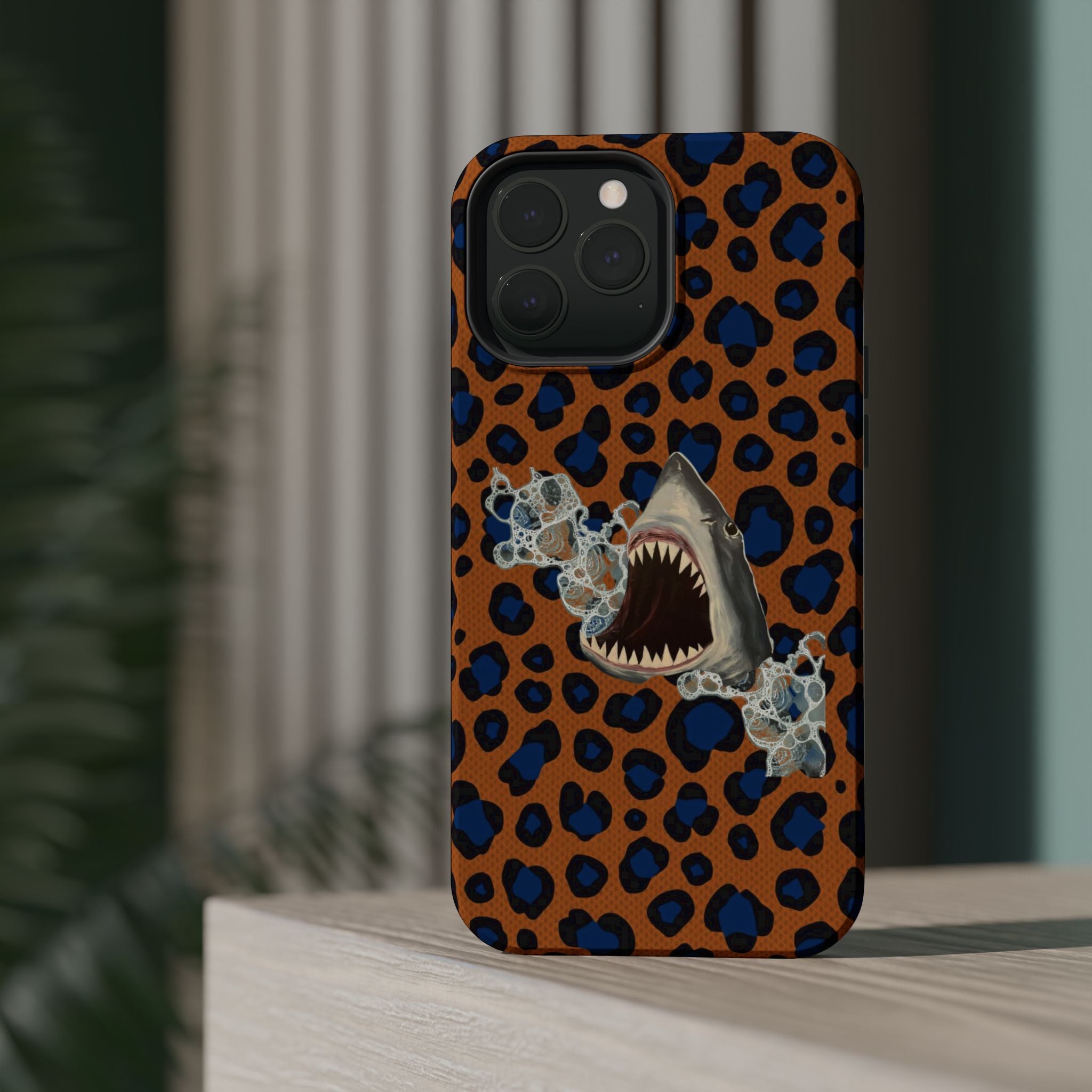 Shark Bite Leopard Print Phone Case — Magnetic Impact-Resistant