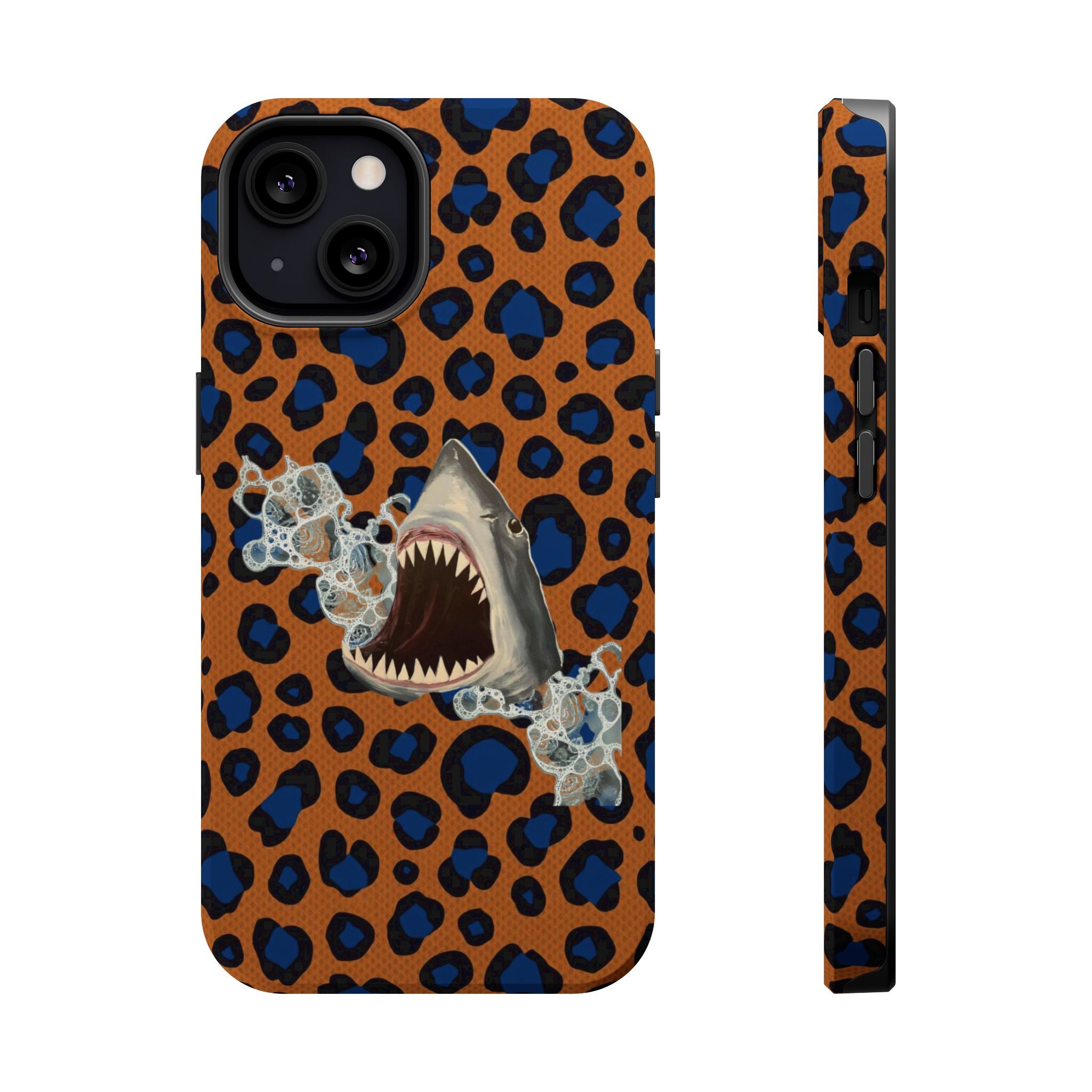 Shark Bite Leopard Print Phone Case — Magnetic Impact-Resistant