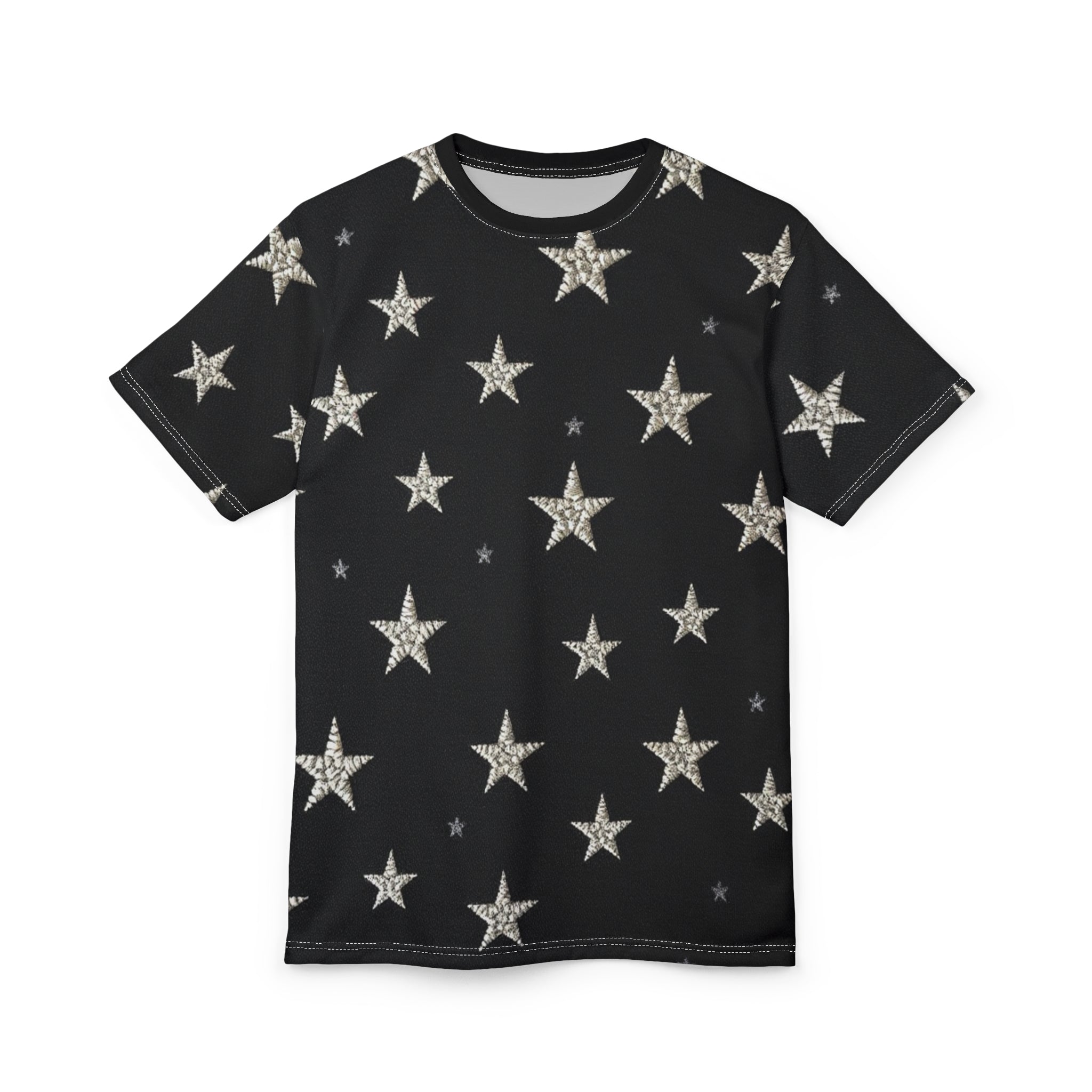 Silver Stars Unisex Tee, Cosmic Graphic Shirt, Starry Night Apparel, Fashionable T-Shirt, Unique Gift for Stargazers