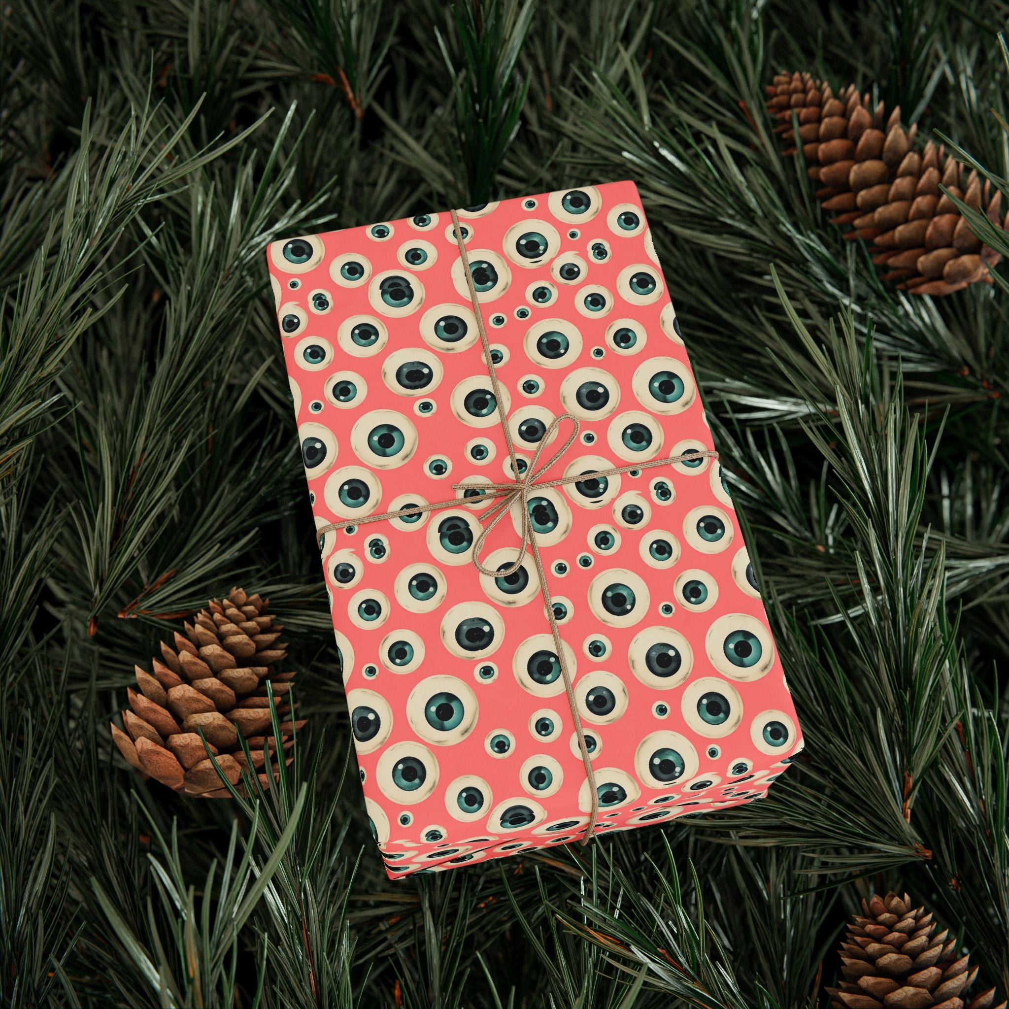 Eyeball Pattern on Pink Background, Unusual Punk Gift Wrap, Alternative Gift Wrap, Unique Wrapping Paper, Quirky