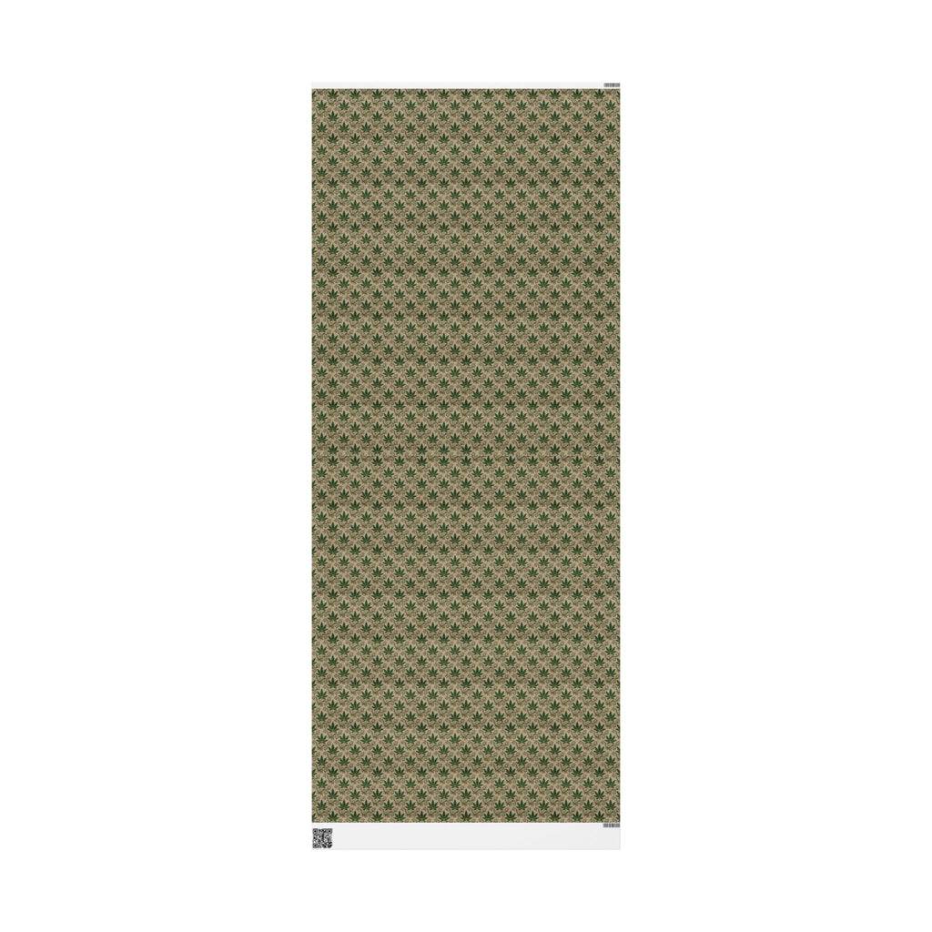 Cannabis Leaf Kraft Wrapping Paper – Green Marijuana Pattern Gift Wrap
