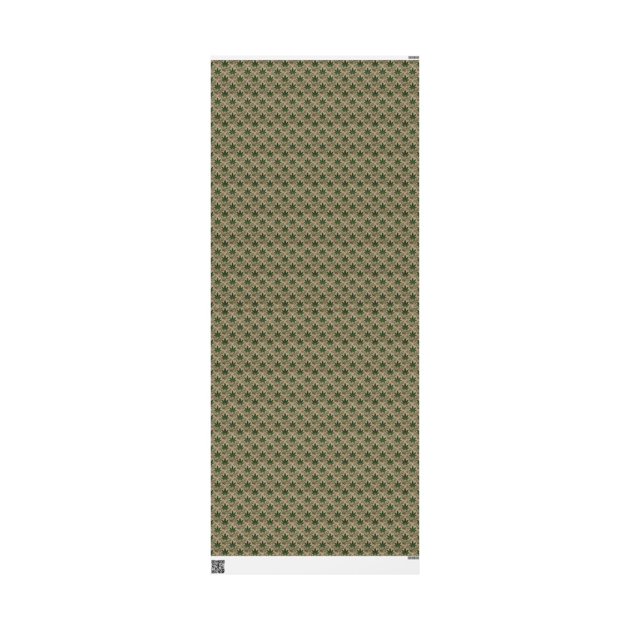 Cannabis Leaf Kraft Wrapping Paper – Green Marijuana Pattern Gift Wrap