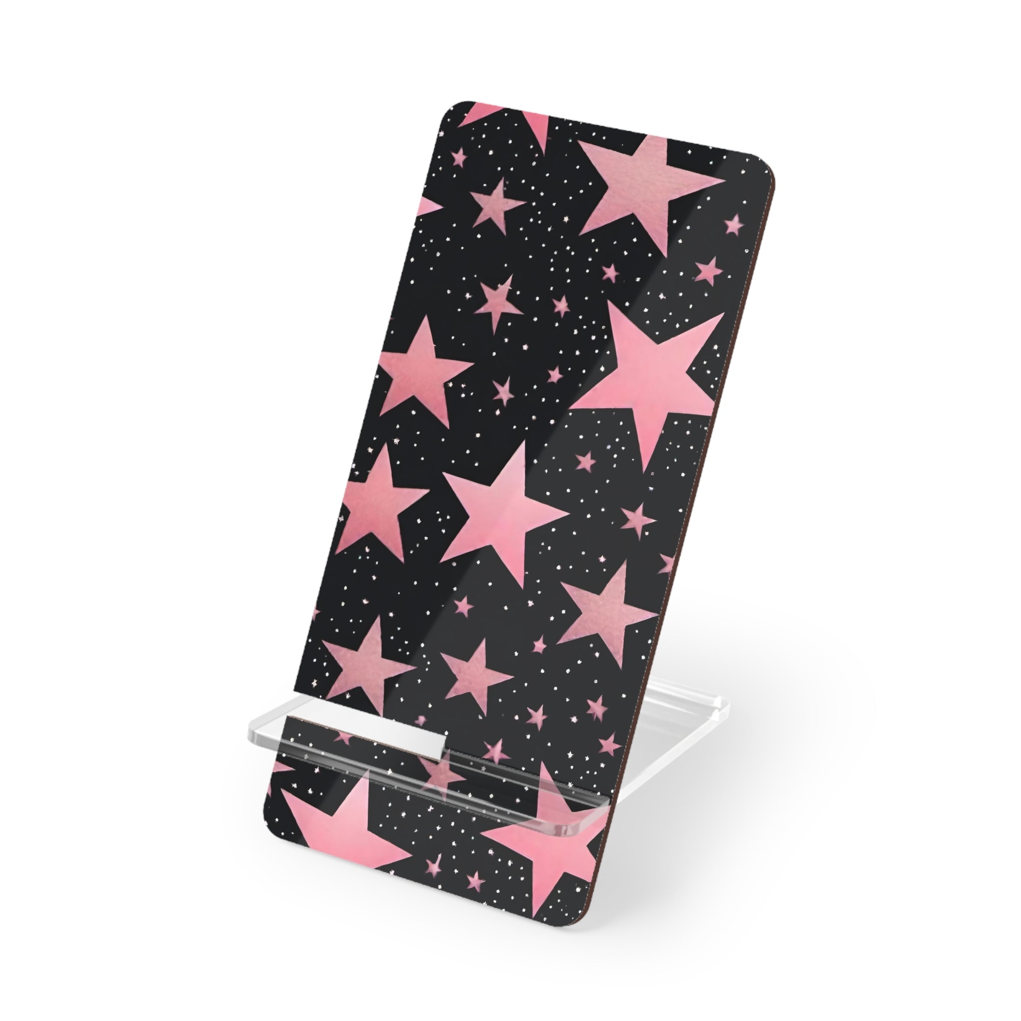 Black with pink stars phone stand
