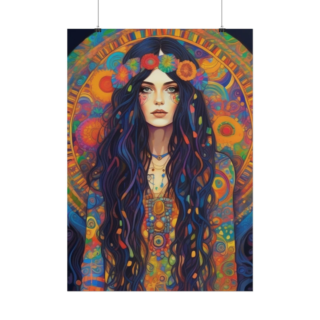 Poster - Hippie Girl Psychedelic Plant Print