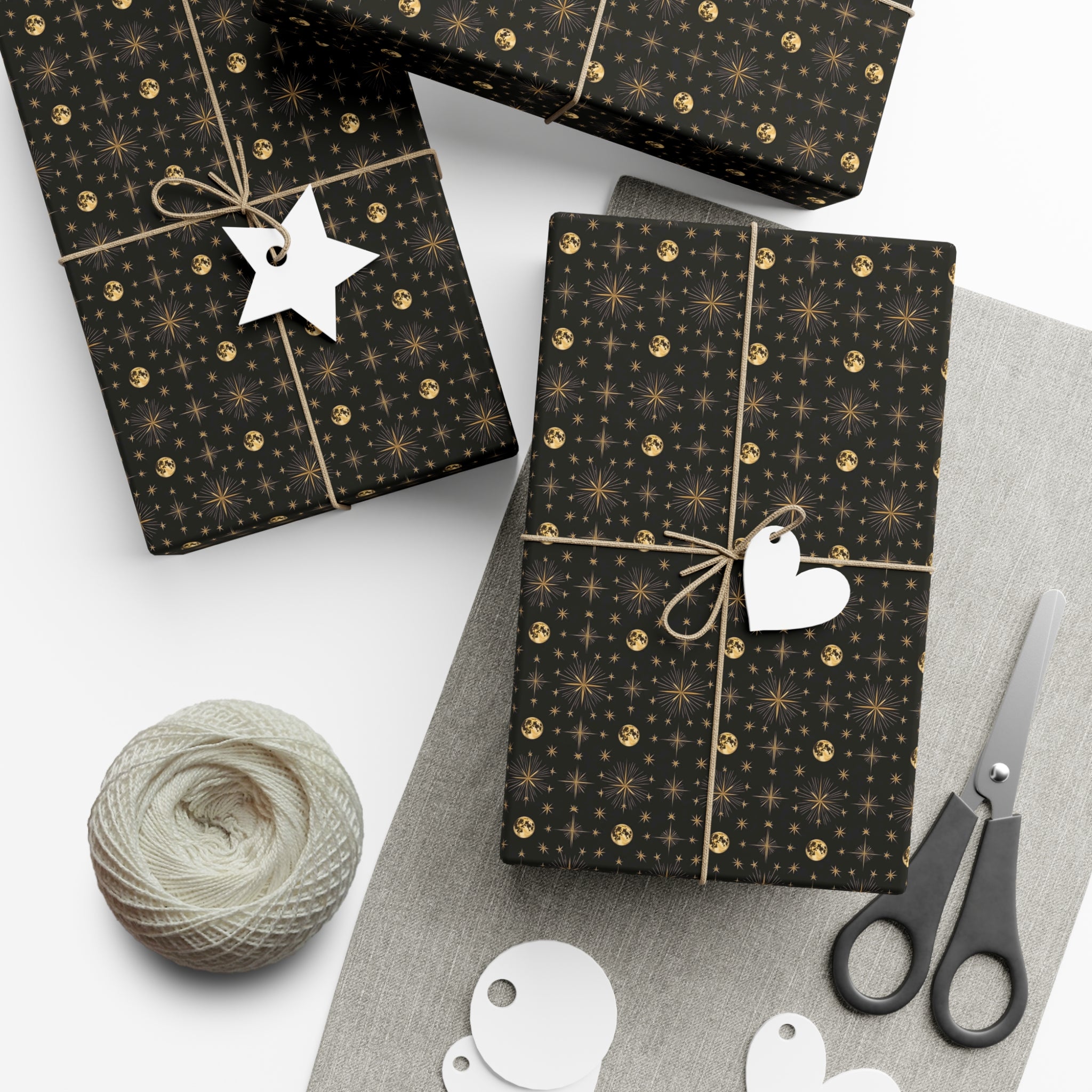 Gift Wrap Papers, Moon Design, Elegant Upscale Bespoke, Celestial Gift Wrap, Luxury Wrapping Paper, Designer Gift Wrap, Premium Moon