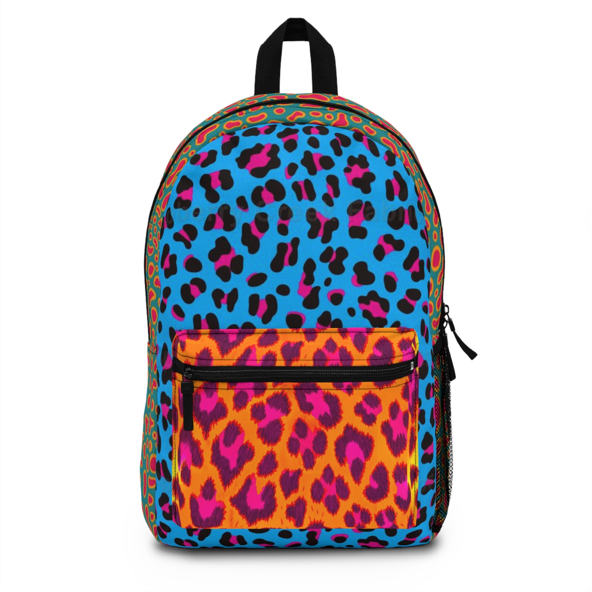 Vibrant Neon Leopard Print Backpack – Colorful Animal Print School Bag