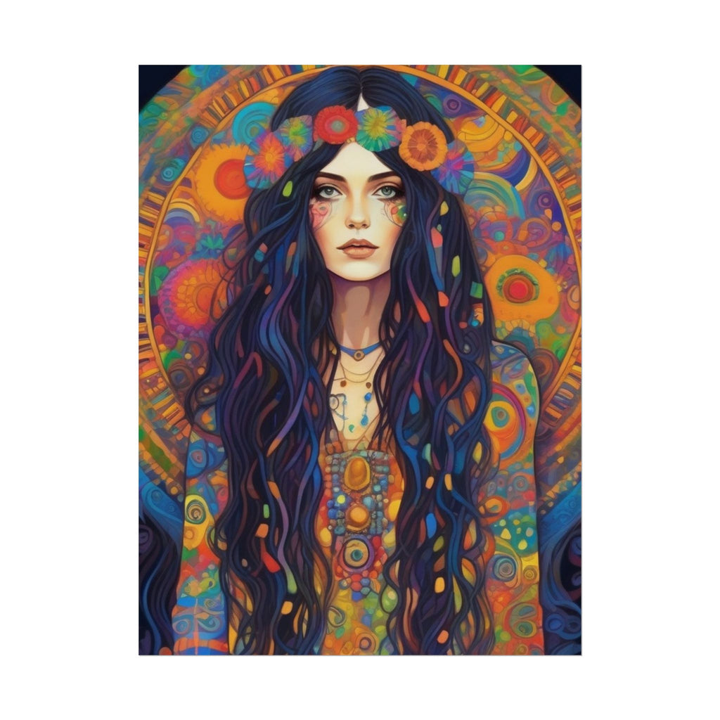 Poster - Hippie Girl Psychedelic Plant Print