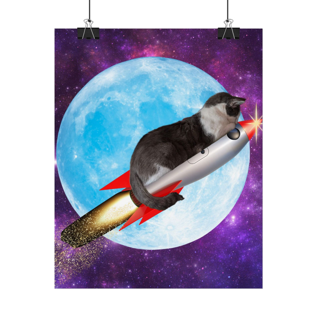 Cosmic Cat Rolled Poster - Whimsical Space Art Decor, Gift for Cat Lovers, Fun Home Wall Art, Perfect for Kids or Adults
