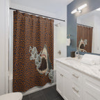 Leopard Print Shark Shower Curtain — Bold Ocean & Animal Print Bathroom Decor