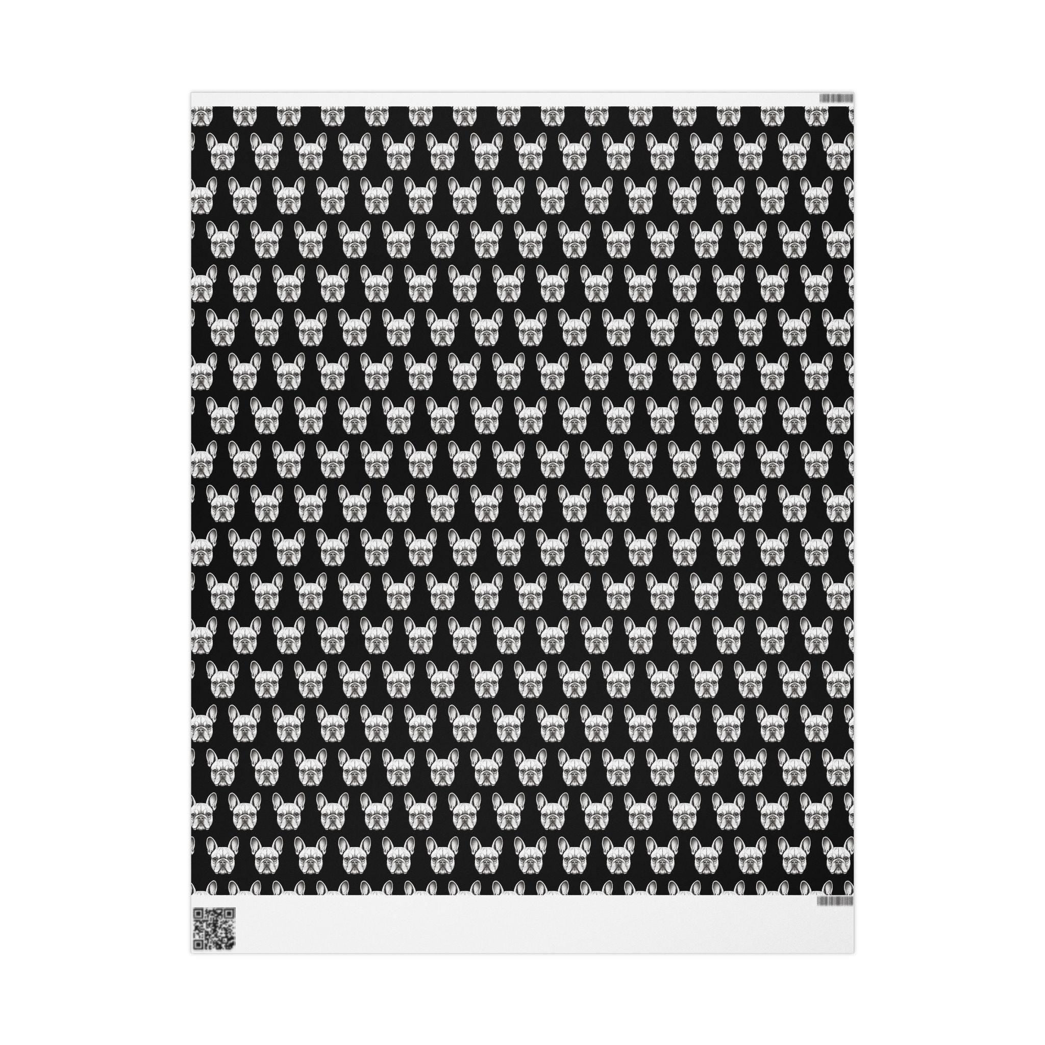 Wrapping Papers, Black French Bulldog Head Pattern Gift Wrap, Dog Lover Presents, Holiday Decor, Birthday Gift Wrap, DIY Crafts
