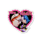 Two Jealous Perverts, John Waters Pink Flamingos, Mink Stole and David Lochary Die-Cut Magnet — “Two Jealous Perverts” Retro Heart Photo Magnet