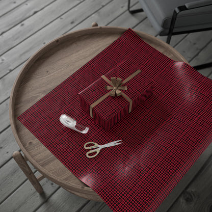 Wrapping Papers - Modern Red Woven Tread Pattern on Black Background