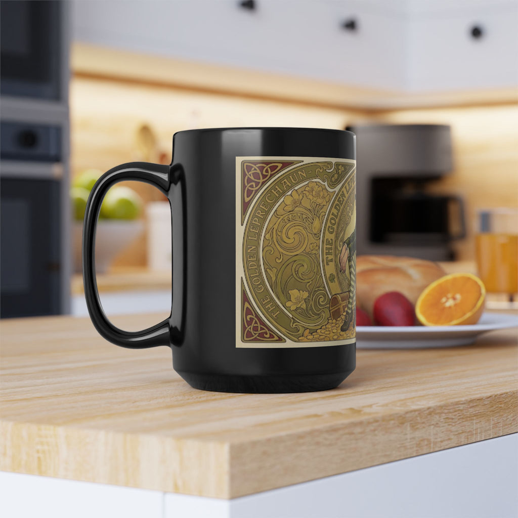 St. Patrick’s Vintage Leprechaun Black 15oz Coffee Mug — Luck & Fortune Design