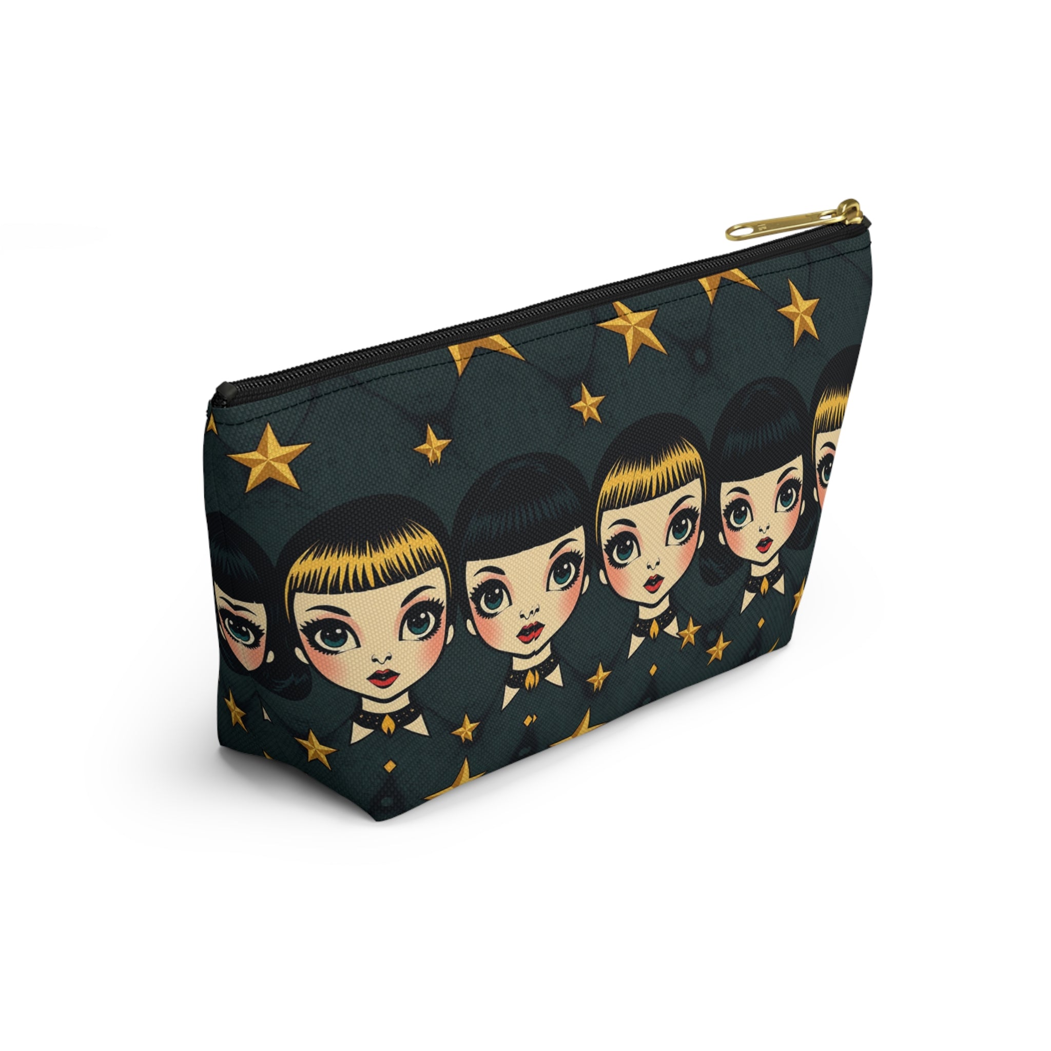 Whimsical Doll Head Accessory Pouch, Cute Makeup Bag, Starry Character Pouch, Gift for Her, Fun Travel Organizer
