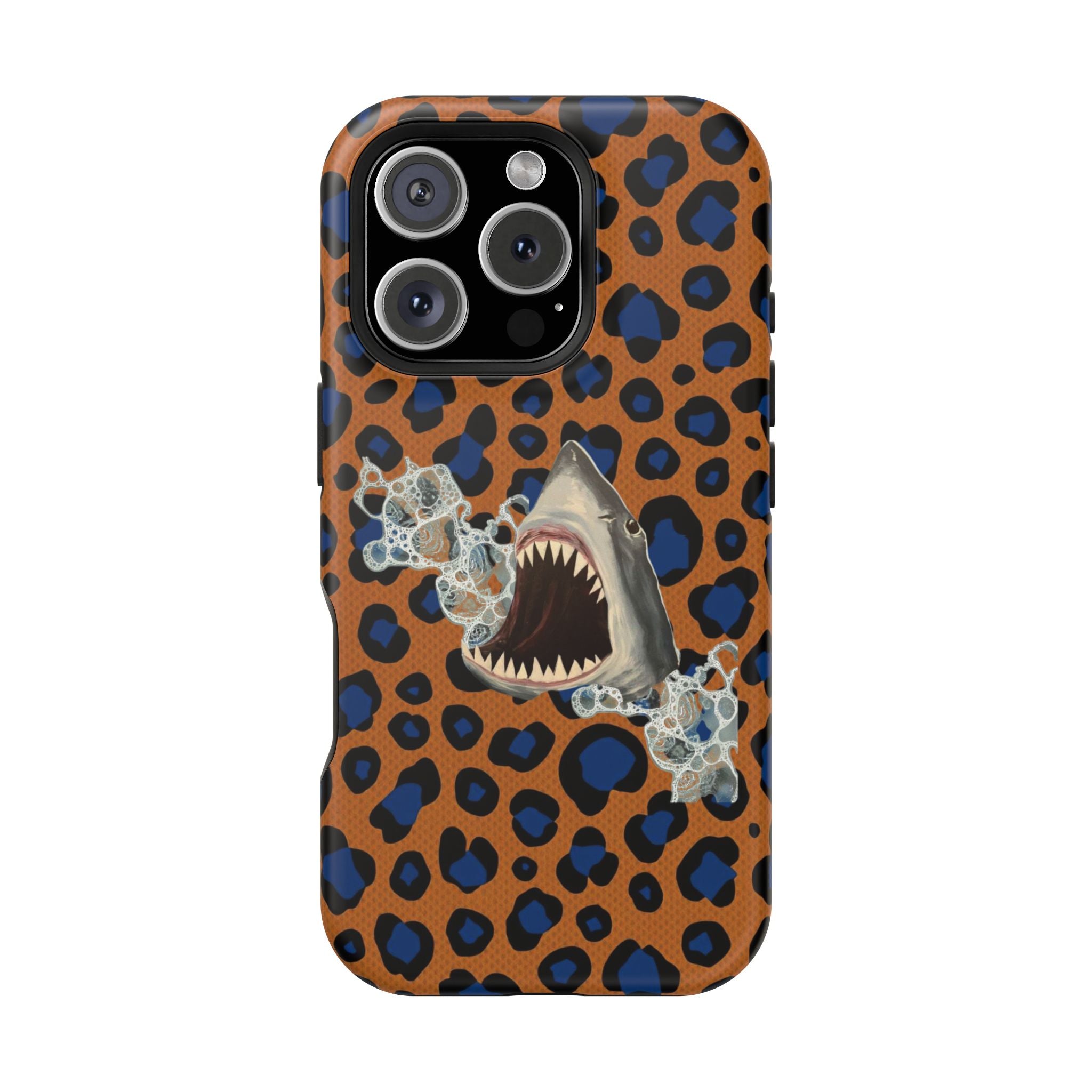 Shark Bite Leopard Print Phone Case — Magnetic Impact-Resistant