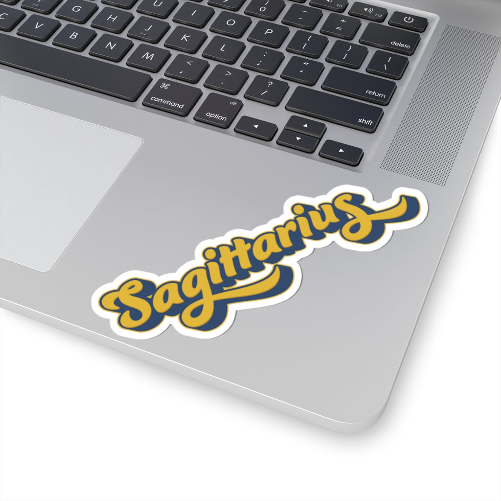 Sagittarius 70s Groovy Zodiac Sticker — Retro Star Sign Kiss-Cut