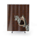 Quirky Camp Shark & Leopard Print Shower Curtain – Bold Ocean Meets Wild Animal Bathroom Décor