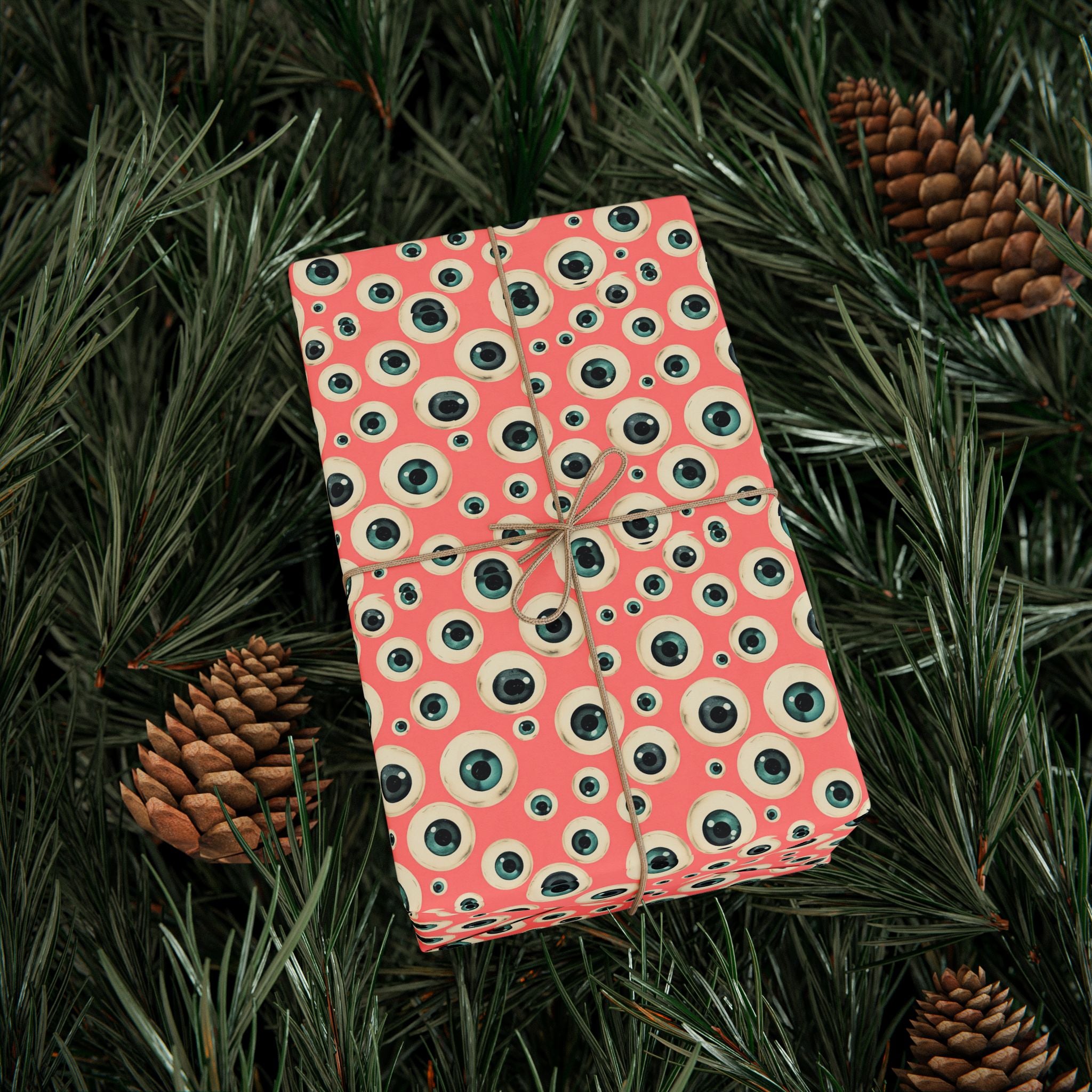 Eyeball Pattern on Pink Background, Unusual Punk Gift Wrap, Alternative Gift Wrap, Unique Wrapping Paper, Quirky