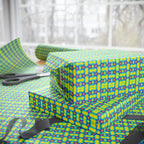 Retro 80s Neon Star Wrapping Paper — Bright Green & Blue, Quirky Gift Wrap