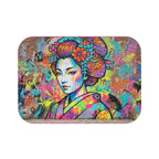 Pop Art Geisha Bath Mat — Colorful Graffiti Japanese-Inspired Bath Rug