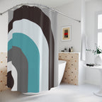 Bauhaus Minimalist Pop Art Shower Curtain — Blue Black White