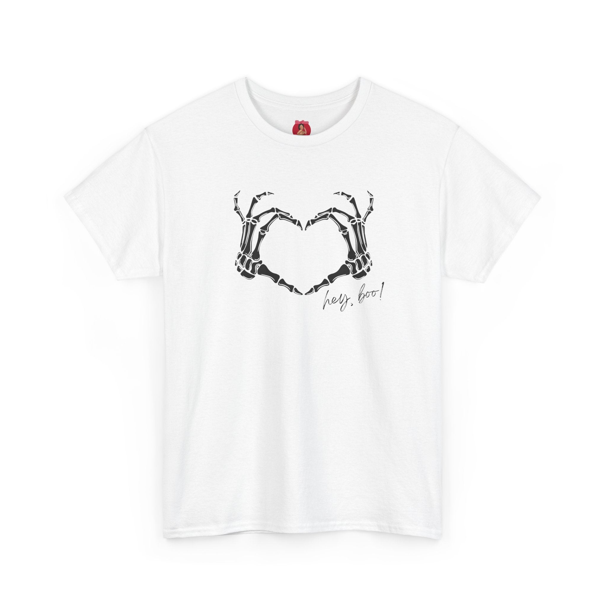 Skeleton Heart Hands Unisex Tee, Halloween Shirt, Gothic Clothing, Spooky Graphic Top, Hey Boo Halloween Costume