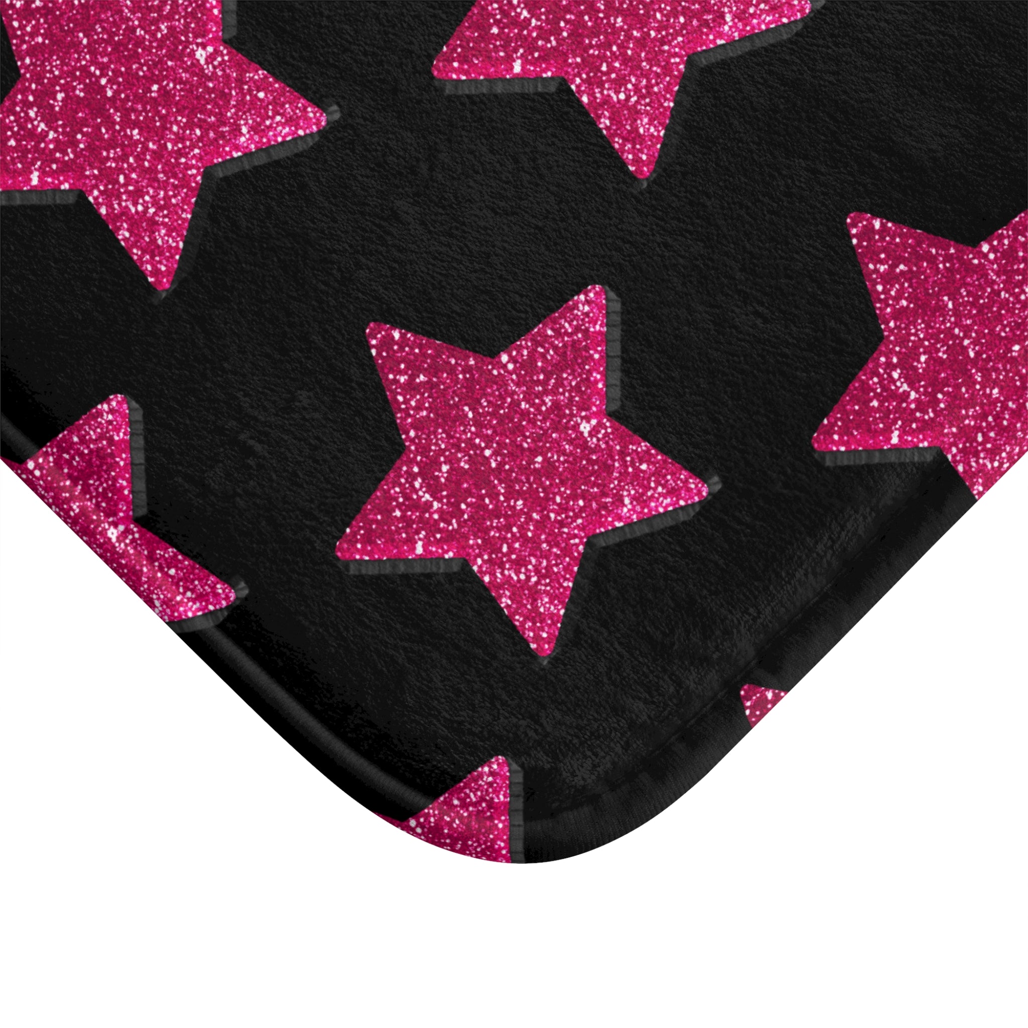 Pink Stardust Pop Bath Mat | Retro Glam Memory Foam | Matching Shower Curtain