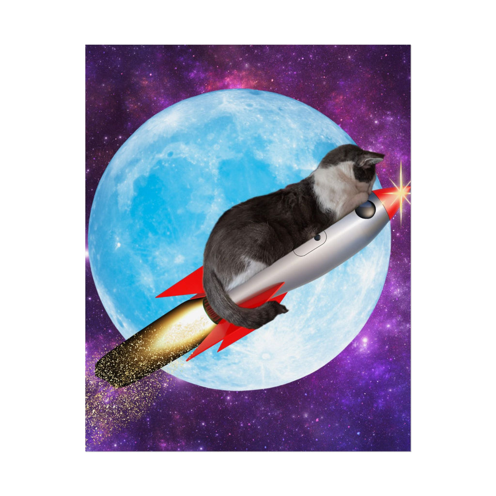 Cosmic Cat Rolled Poster - Whimsical Space Art Decor, Gift for Cat Lovers, Fun Home Wall Art, Perfect for Kids or Adults