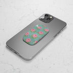 Phone Grip - Shabby Chic Pink English Roses on Soft Blue Background