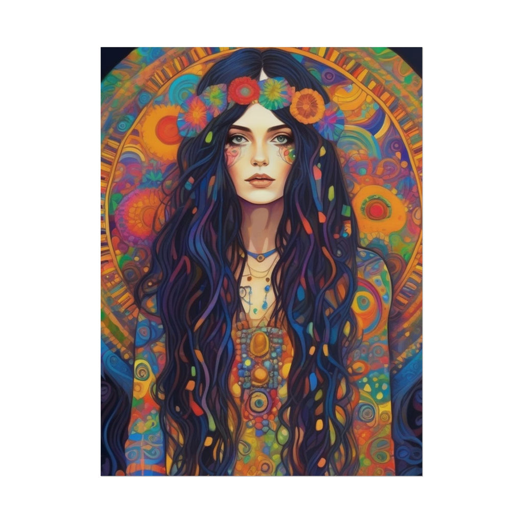 Poster - Hippie Girl Psychedelic Plant Print
