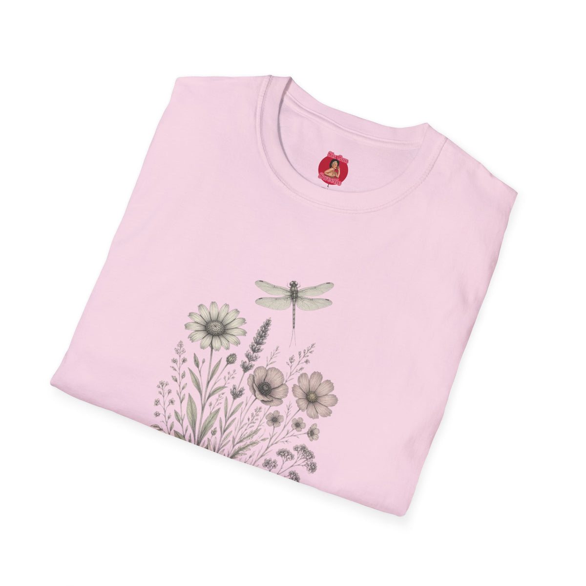 Floral Dragonfly T‑Shirt — 'Chinga La Migra' Script Garden Tee