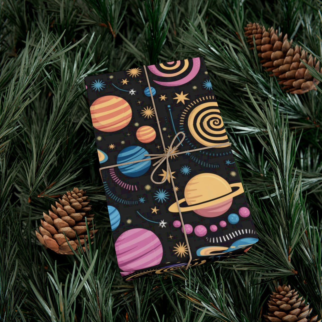 Space Planet Gift Wrap Paper — Colorful Solar System Wrapping Sheets for Kids’ Birthdays & Holidays