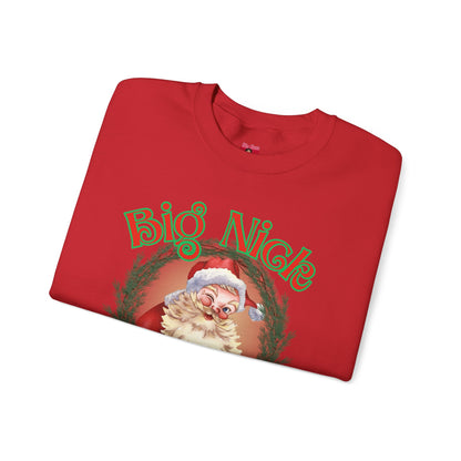 Funny Santa 'Big Nick Energy' Crewneck Sweatshirt for Christmas, Bold Vintage Design, Unique Apparel Jumper, Holiday Gift, Winter Clothing,
