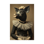 Whimsical Pig Portrait Rolled Poster, Unique Wall Art, Farmhouse Decor, Gift for Animal Lovers, Quirky Home Aesthetic
