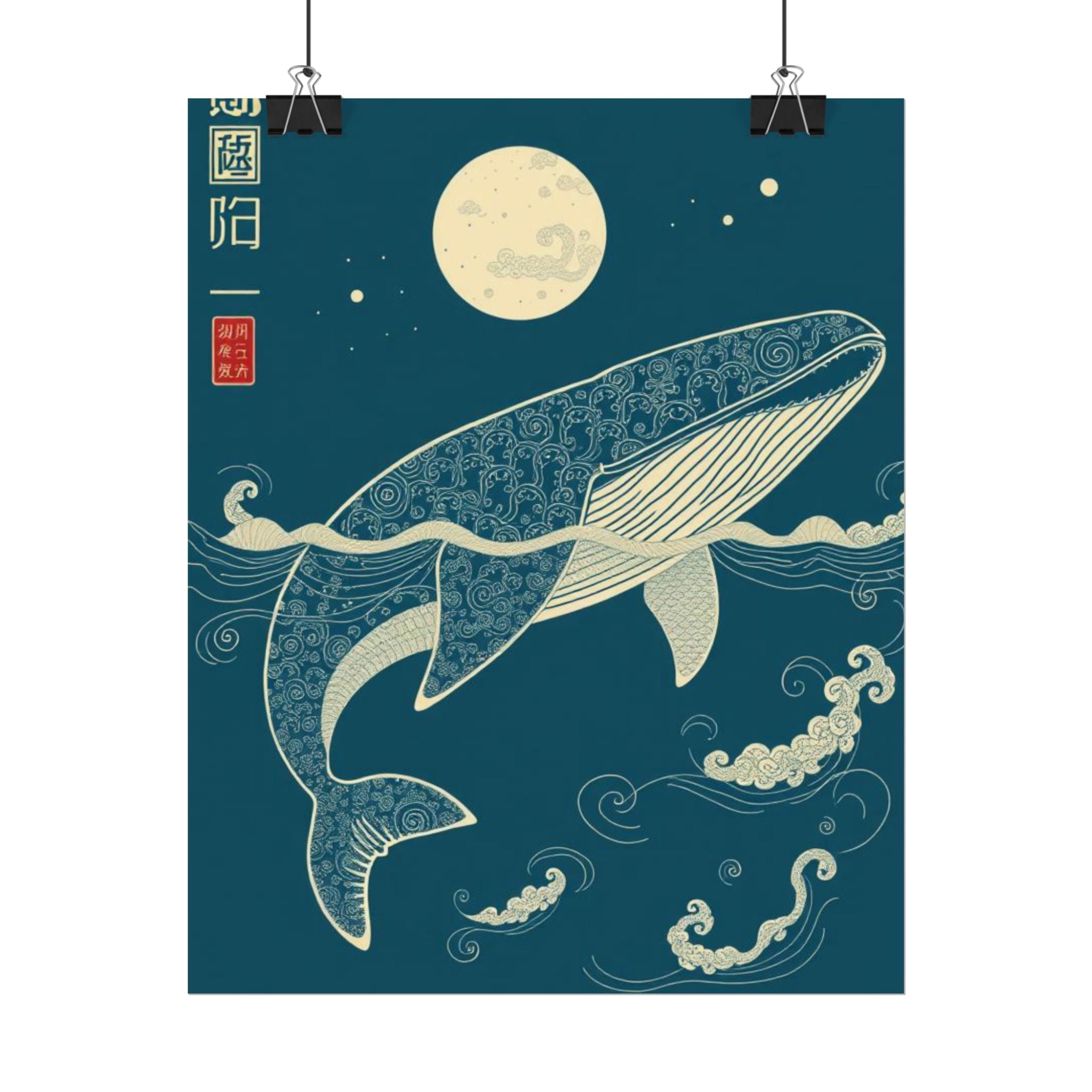 Whale Moon Poster — Rolled Nautical Art Print
