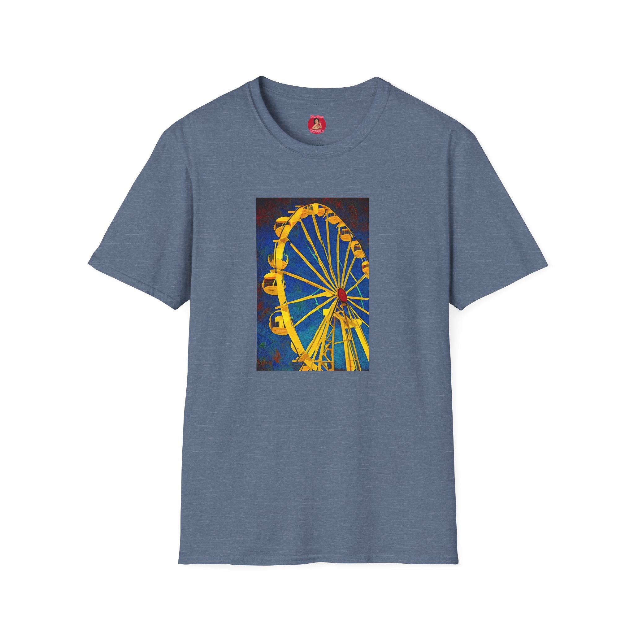 Ferris Wheel T-Shirt, Gothic Van Gogh Style Graphic Tee, Creepy Carnival Shirt, Unisex Softstyle Tee, Dark Art Clothing