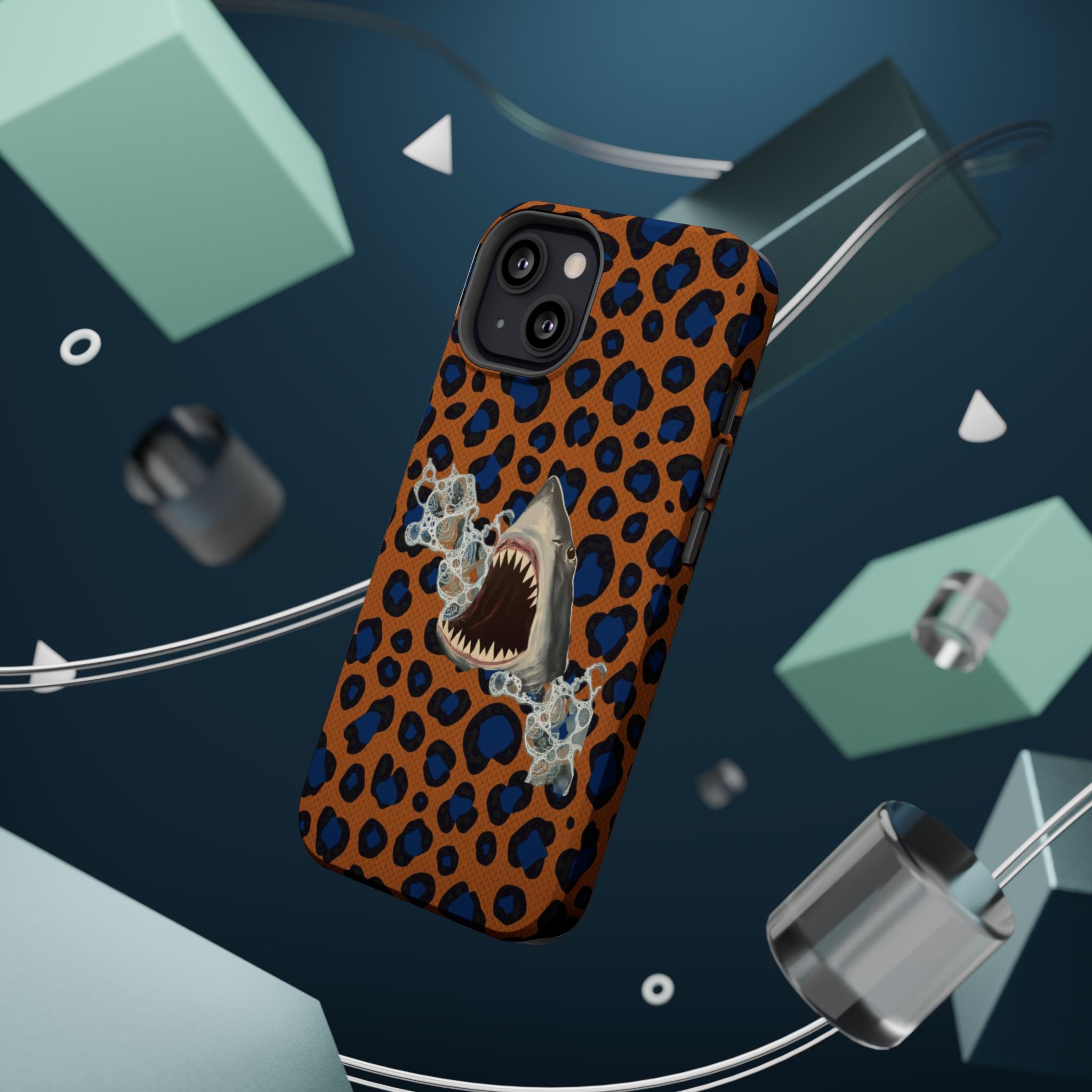 Shark Bite Leopard Print Phone Case — Magnetic Impact-Resistant