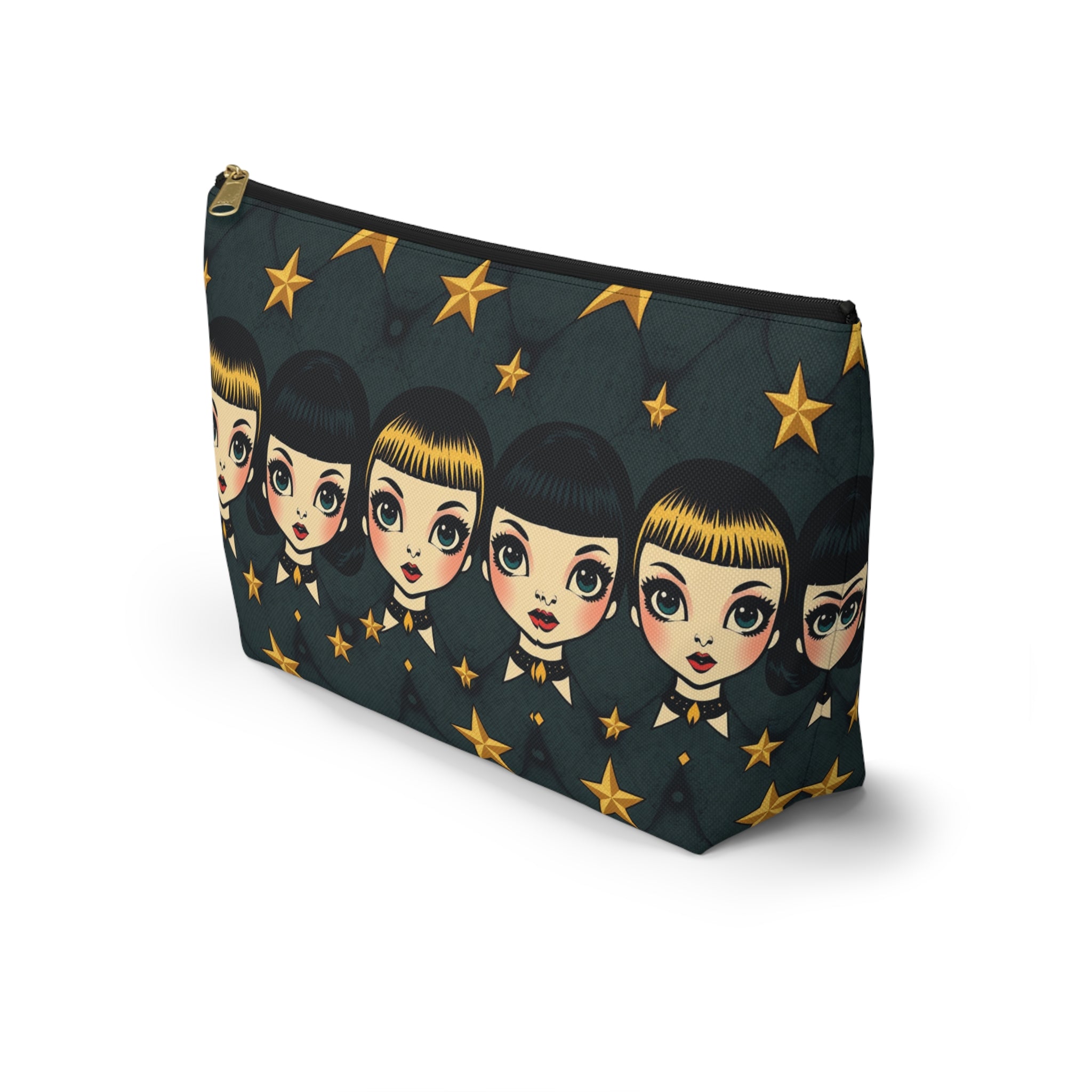 Whimsical Doll Head Accessory Pouch, Cute Makeup Bag, Starry Character Pouch, Gift for Her, Fun Travel Organizer