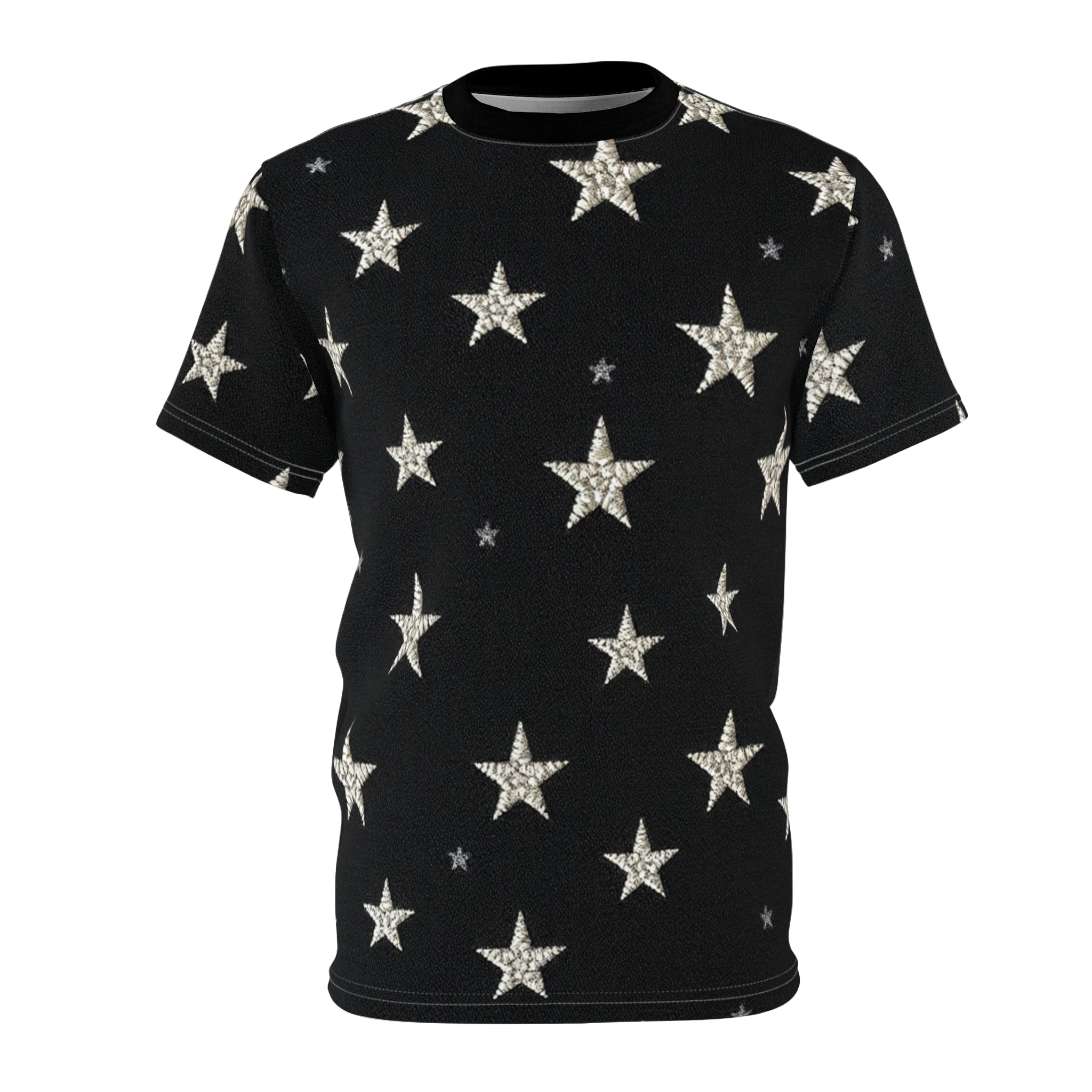 Silver Stars Unisex Tee, Cosmic Graphic Shirt, Starry Night Apparel, Fashionable T-Shirt, Unique Gift for Stargazers