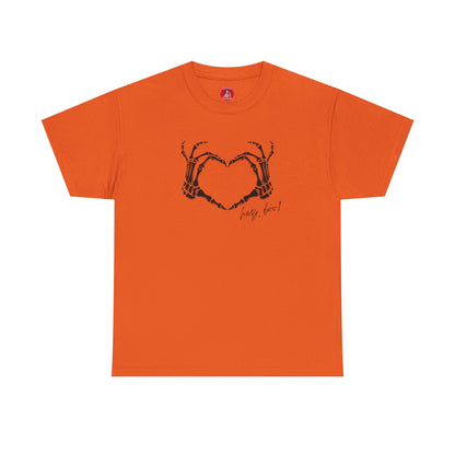 Skeleton Heart Hands Unisex Tee, Halloween Shirt, Gothic Clothing, Spooky Graphic Top, Hey Boo Halloween Costume