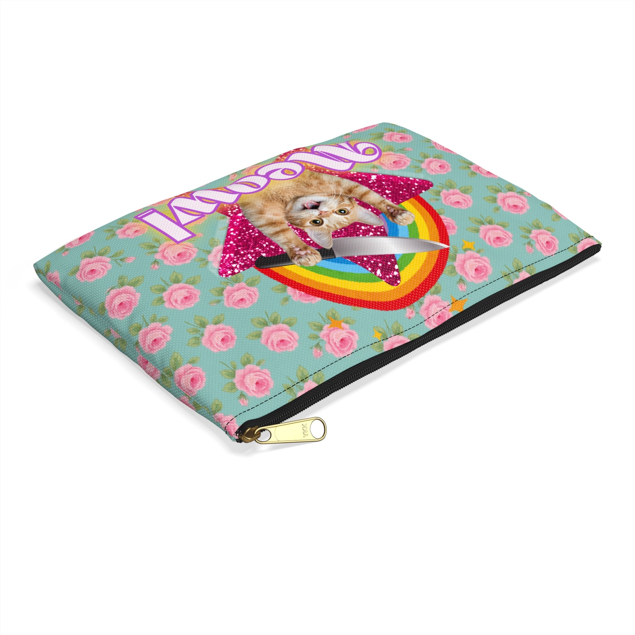 Accessory Pouch - English Roses with Psycho Kitty and Rainbow